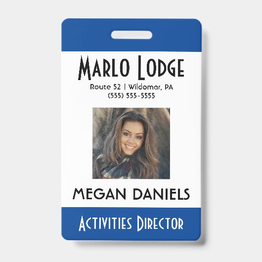 Aangepaste werknemer Foto-ID-badge - Blauw Badge (Voorzijde)