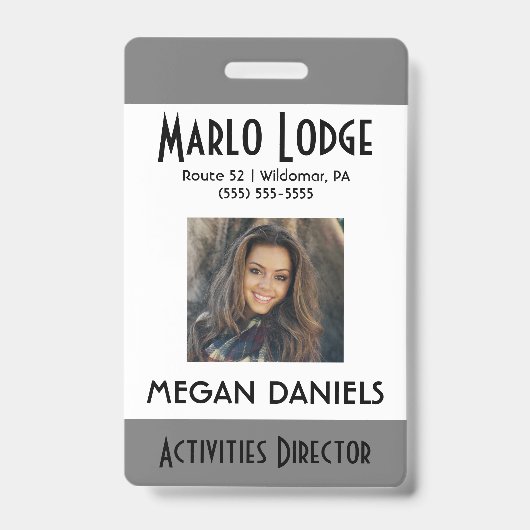 Aangepaste werknemer Foto-ID-badge - Grijs Badge (Voorzijde)