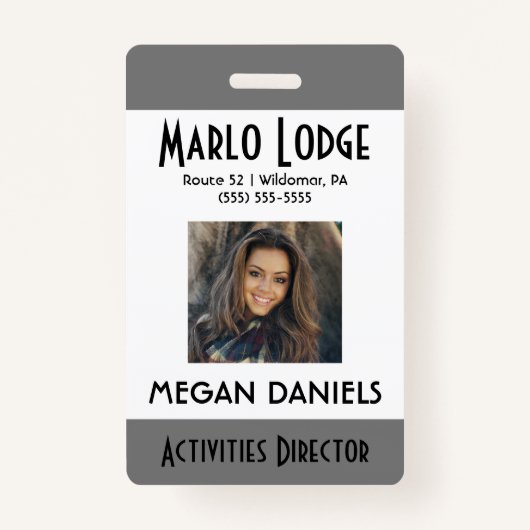 Aangepaste werknemer Foto-ID-badge - Grijs Badge (Voorkant)