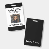 Aangepaste werknemer Foto-ID-badge - zwart Badge (Voor- en achterkant)