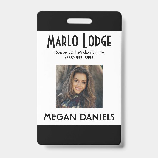 Aangepaste werknemer Foto-ID-badge - zwart Badge (Voorzijde)