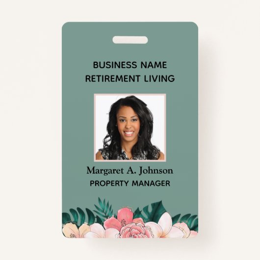 Aangepaste werknemer foto ID groen bedrijf Badge (Voorkant)