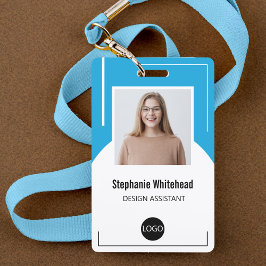 Aangepaste werknemer Foto ID Logo Aqua Blue Badge