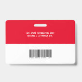 Aangepaste Werknemer Foto ID Rood Minimaal Eenvoud Badge (Achterkant)