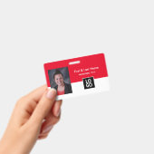 Aangepaste Werknemer Foto ID Rood Minimaal Eenvoud Badge (Handheld)