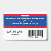 Aangepaste werknemer Foto-ID, streepjescode en Log Badge (Achterkant)