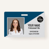 Aangepaste werknemer foto ID streepjescode Logo Na Badge (Voorkant)