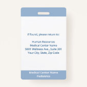 Aangepaste werknemer Foto Licht Blauw Witte Medisc Badge (Achterkant)