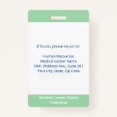 Aangepaste werknemer Foto lichtgroen wit medische  Badge (Achterkant)