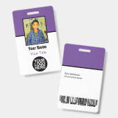 Aangepaste Werknemer - Foto, Logo, Bar Code en Naa Badge (Voor- en achterkant)