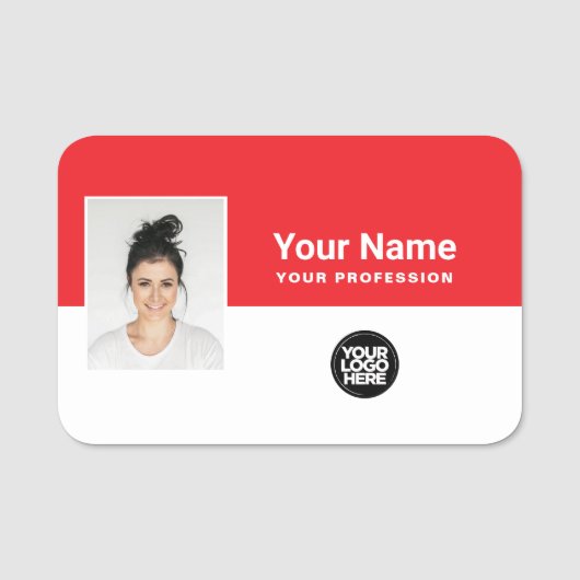 Aangepaste werknemer Foto, Logo, beroep Naamplaatje (Voorkant)
