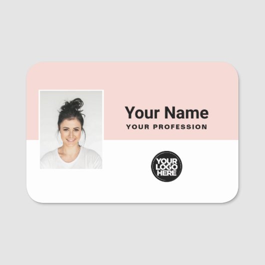 Aangepaste werknemer Foto, Logo, beroep Naamplaatje (Voorkant)