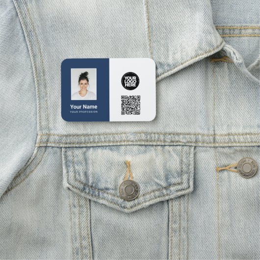 Aangepaste werknemer Foto, Logo, beroep, QR-code Naamplaatje (In situ)