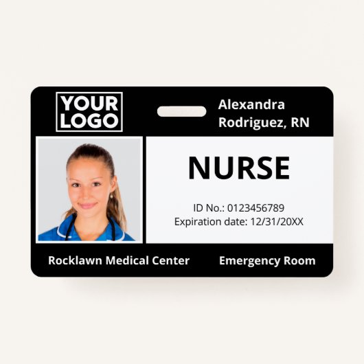 Aangepaste werknemer Foto Logo Black Medical ID Badge (Voorkant)