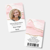 Aangepaste Werknemer, Foto, Logo Naam Badge Blush  (Voor- en achterkant)