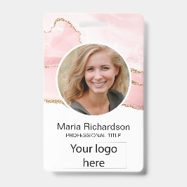 Aangepaste Werknemer, Foto, Logo Naam Badge Blush 