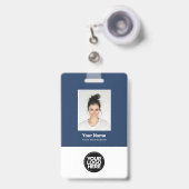 Aangepaste werknemer Foto, Logo, naam, QR-code Badge (Voorkant met intrekbare clip)