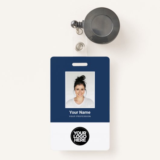Aangepaste werknemer Foto, Logo, naam, QR-code Badge (Voorkant met intrekbare)