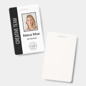 Aangepaste werknemer Foto, Logo, naam zwart Badge (Voor- en achterkant)