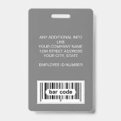 Aangepaste werknemer - foto logo streepjescode naa badge (Achterkant)