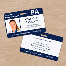 Aangepaste werknemer Foto Marine Blue Hospital ID Badge
