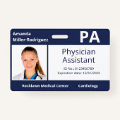 Aangepaste werknemer Foto Marine Blue Hospital ID Badge (Voorkant)