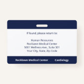 Aangepaste werknemer Foto Marine Blue Hospital ID Badge (Achterkant)