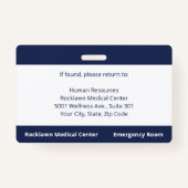 Aangepaste werknemer Foto marine Blue Medical ID Badge (Achterkant)