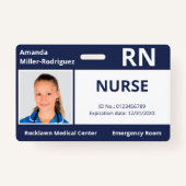Aangepaste werknemer Foto marine Blue Medical ID Badge (Voorkant)