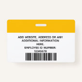 Aangepaste werknemer, foto, naam badge (Achterkant)