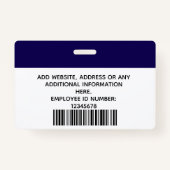 Aangepaste werknemer, foto, naam badge (Achterkant)