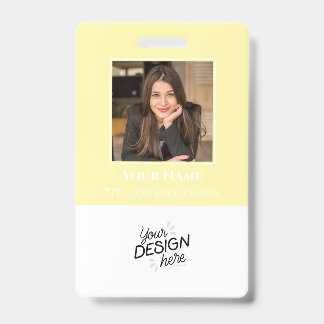 Aangepaste werknemer, foto, naam, titel, logo, bar badge