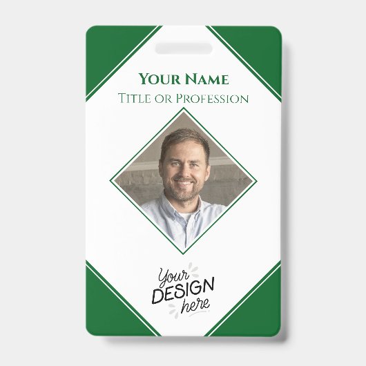 Aangepaste Werknemer, Foto, Naam, Titel, Logo, Bar Badge (Voorzijde)