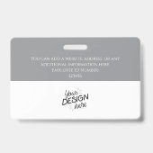 Aangepaste werknemer, foto, naam, titel, logo, str badge (Achterkant)