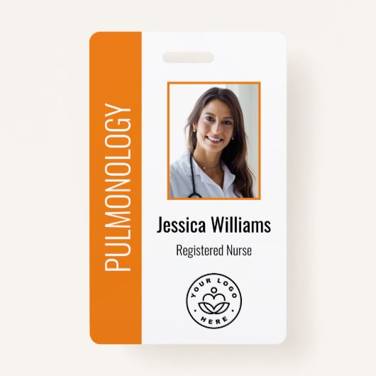 Aangepaste werknemer Foto Oranje White Medical ID Badge (Voorkant)