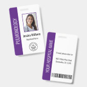 Aangepaste werknemer Foto Paars White Medical ID Badge (Front & Back)