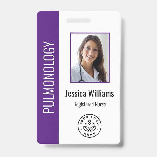 Aangepaste werknemer Foto Paars White Medical ID Badge (Front)