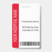 Aangepaste werknemer Foto rood wit ID Badge (Back)