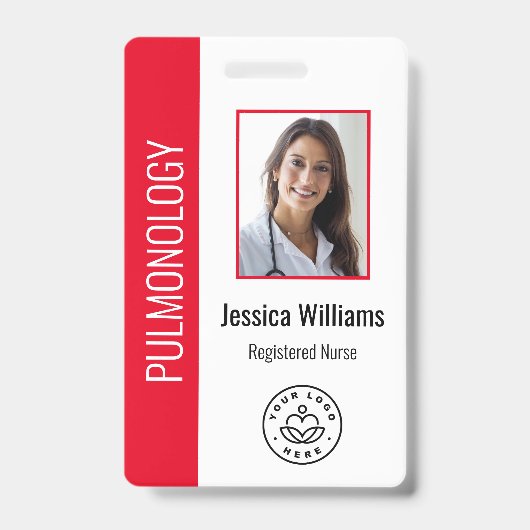 Aangepaste werknemer Foto rood wit ID Badge (Front)