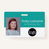 Aangepaste werknemer - Foto, streepjescode, Logo,  Badge (Voorkant)