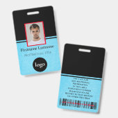 Aangepaste werknemer - Foto, streepjescode, Logo, Badge (Voor- en achterkant)