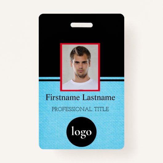 Aangepaste werknemer - Foto, streepjescode, Logo,  Badge (Voorkant)