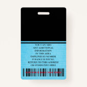 Aangepaste werknemer - Foto, streepjescode, Logo,  Badge (Achterkant)