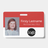 Aangepaste werknemer - Foto, streepjescode, Logo,  Badge (Voorkant)