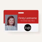 Aangepaste werknemer - Foto, streepjescode, Logo,  Badge (Voorkant)