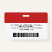 Aangepaste werknemer - Foto, streepjescode, Logo,  Badge (Achterkant)