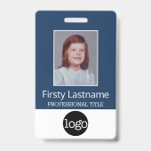 Aangepaste werknemer - Foto, streepjescode, Logo,  Badge (Voorkant)