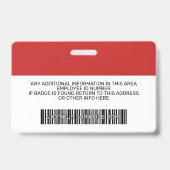 Aangepaste werknemer - Foto, streepjescode, Logo,  Badge (Achterkant)