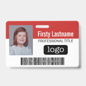 Aangepaste werknemer - Foto, streepjescode, Logo,  Badge (Voorkant)