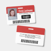 Aangepaste werknemer - Foto, streepjescode, Logo,  Badge (Voor- en achterkant)